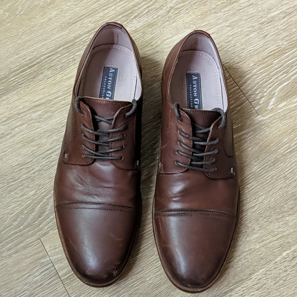 Men’s Aston Grey Leather Dress Shoes